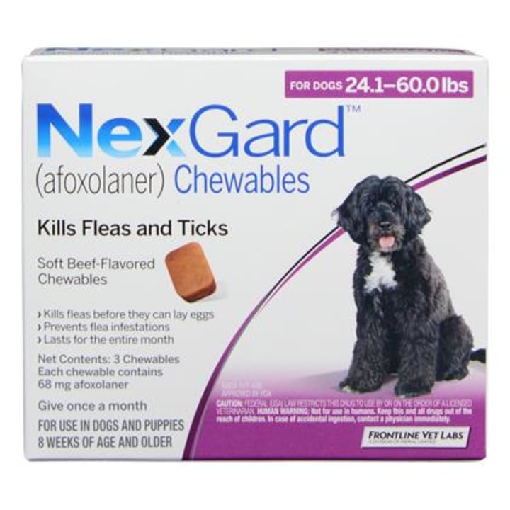 NexGard Chewable Tablets for Dogs, 24.1-60 lbs (Purple Box)