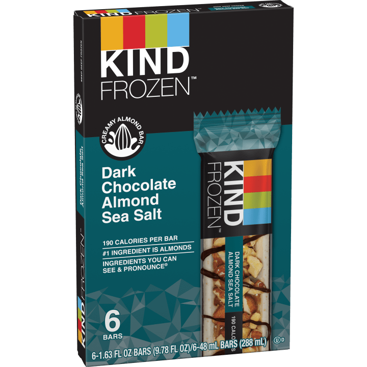 KIND FROZEN Dark Chocolate Almond Sea Salt Bars 6 Count Box