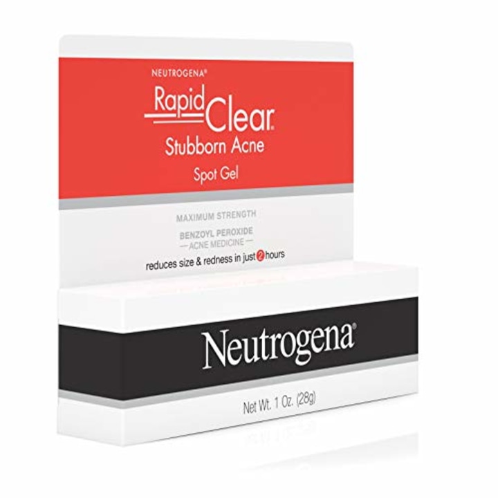 Cremas para el acné - Neutrogena Rapid Clear Stubborn Acne Spot Gel de tratamiento con peróxido de benzoilo de máxima fuerza para el tratamiento del acné, crema para espinillas para piel propensa al acné con 10% de peróxido de benzoilo, 1 oz