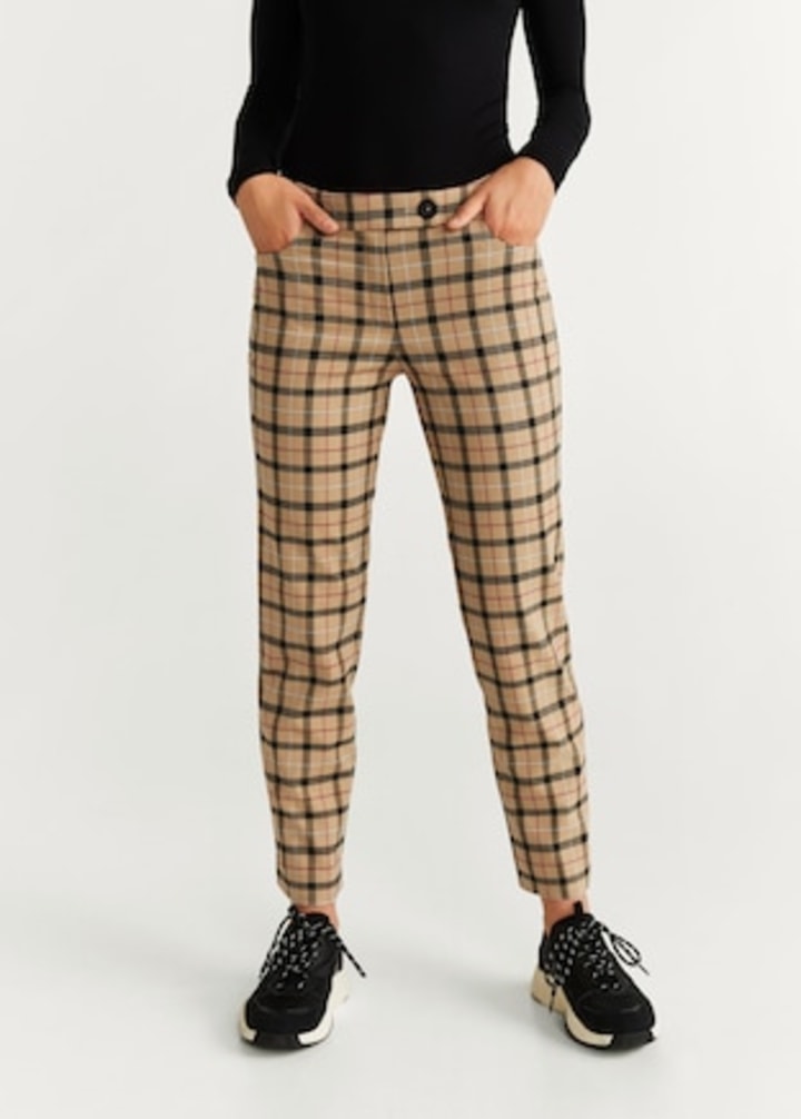 Straight checked pants