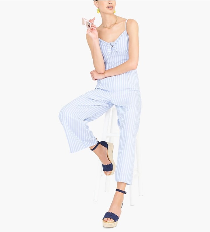 Tie-front jumpsuit in stripe