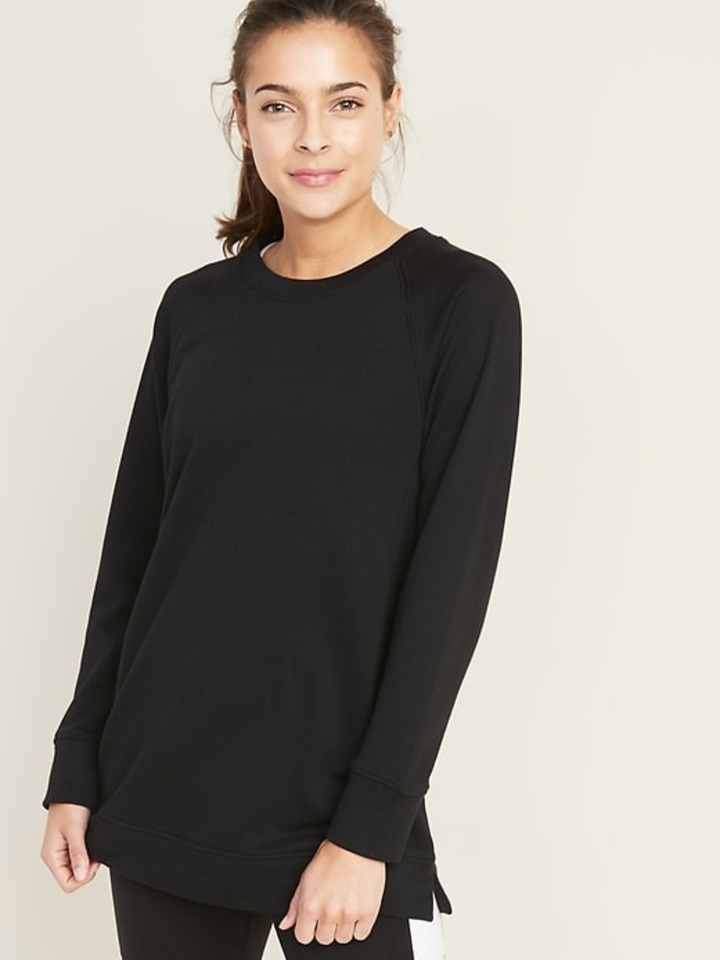 Loose-Fit French-Terry Crew-Neck Tunic