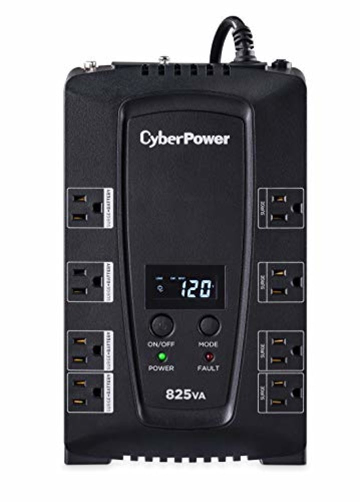 CyberPower CP825LCD Intelligent LCD UPS System, 825VA/450W, 8 Outlets, Compact,Black