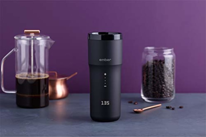 NEW Ember Temperature Control Smart Mug 2, 12 oz, Black, 3-hr Battery Life - App Controlled Heated Coffee Travel Mug - Improved Design