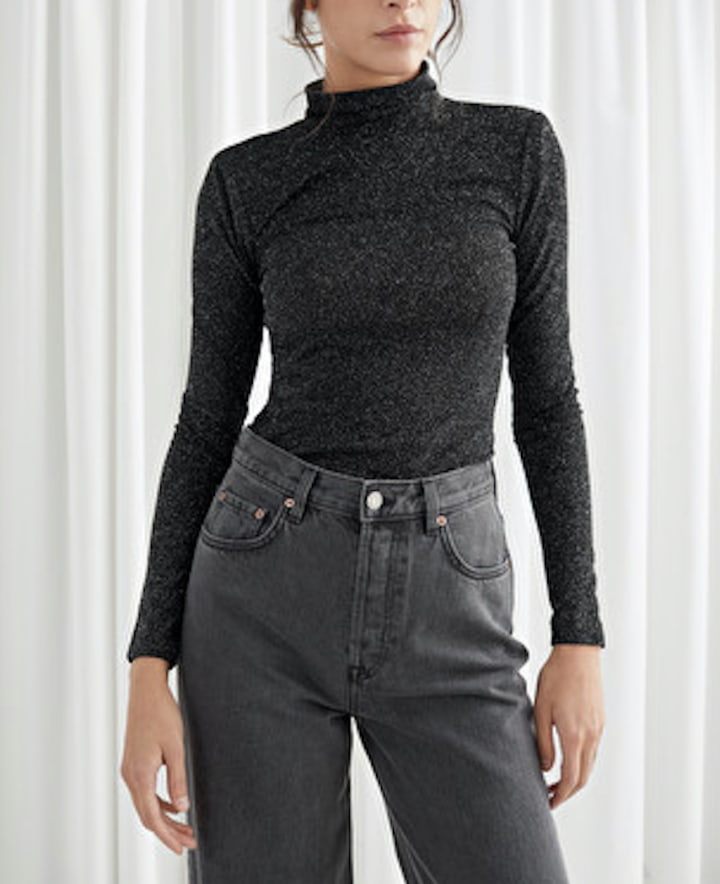 & Other Stories Fitted Turtleneck Glitter Sweater