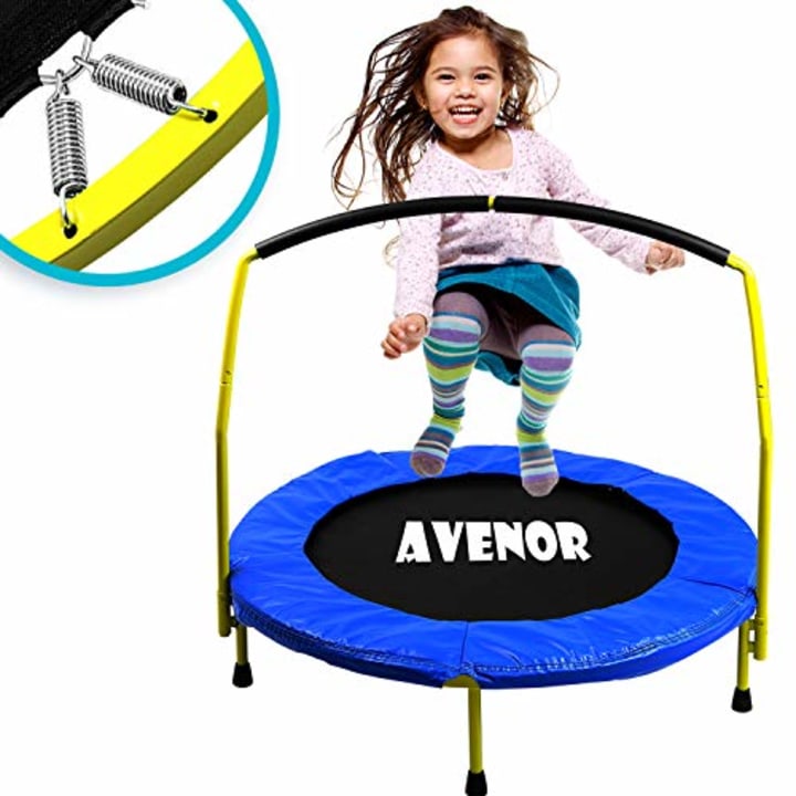Toddler Trampoline With Handle - 36&quot; Kids Trampoline With Handle - Mini Trampoline w/ Sturdy Frame, Coil Spring, Safety Padded Cover -Heavy Duty Mini Trampoline Indoor Outdoor Toddler Trampoline