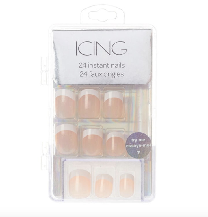 Icing French Manicure Square Faux Nail Set