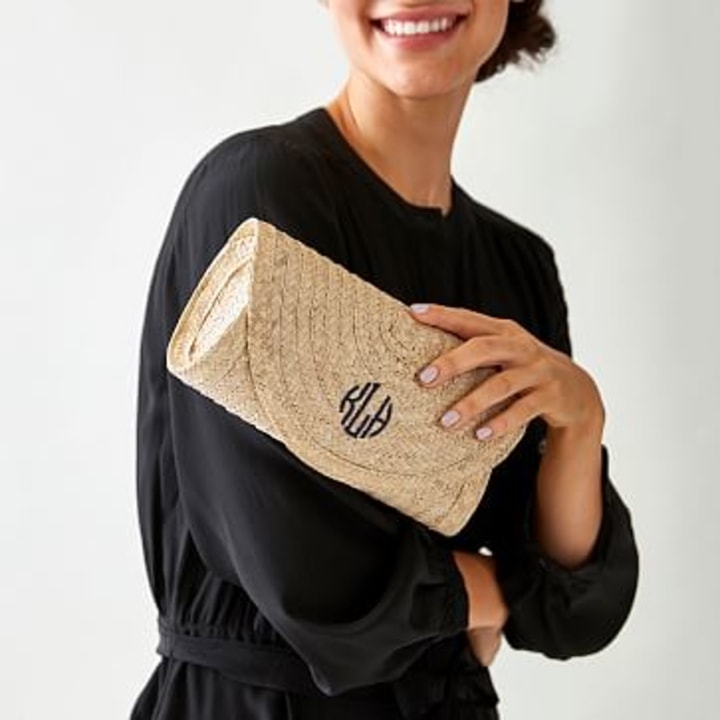 Palm Leaf Rounded Clutch