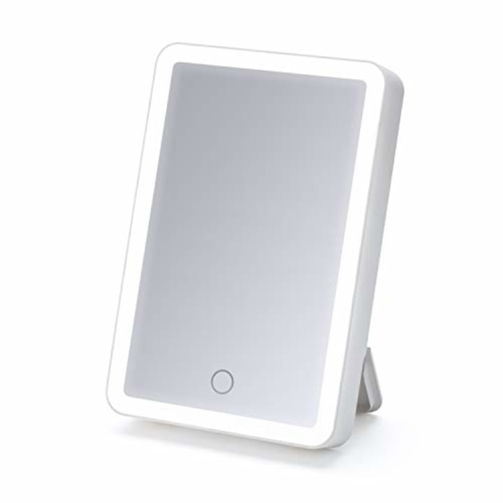 iHome Beauty Vanity Mirror with Bluetooth Audio, USB Charging, LED Lighting, Siri&amp; Google Support (White, 6&quot; x 8&quot;)