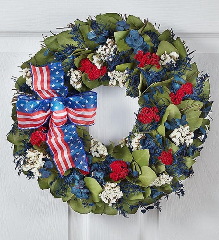 1800Flowers Red, White and Beautiful Wreath