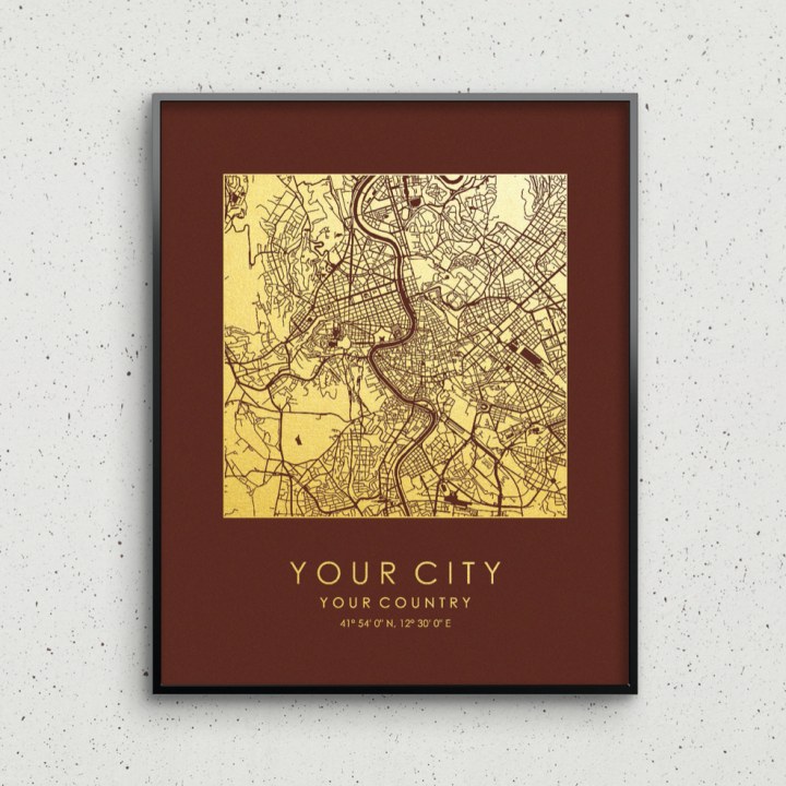 Custom Gold Foil City Map Print