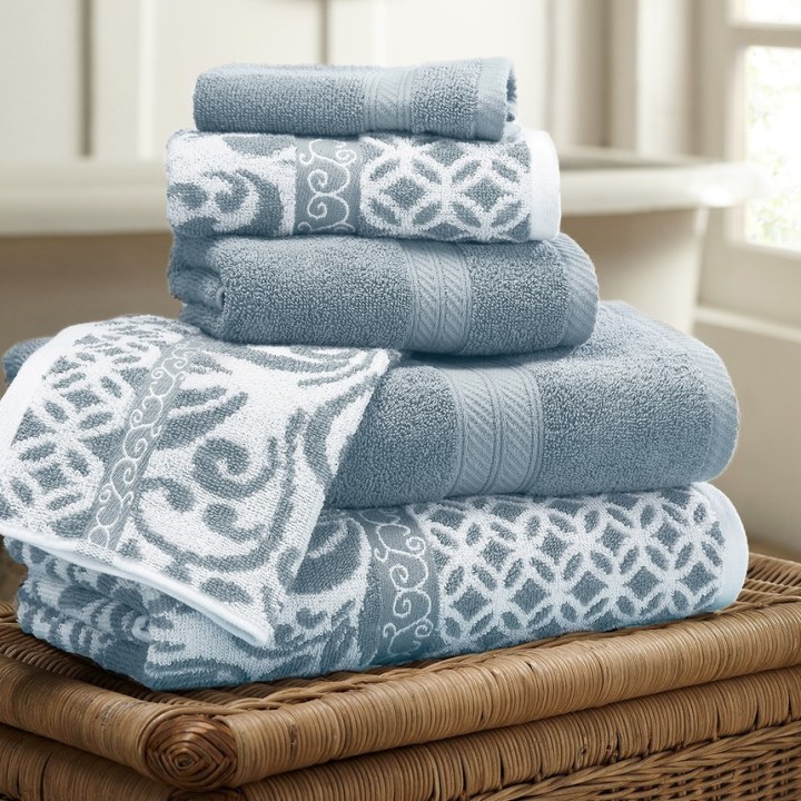 Modern Threads Reversible Yarn-Dyed Jacquard 6-Piece Towel Set
