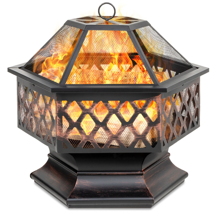 Best Choice Products 24in Hex-Shaped Steel Fire Pit