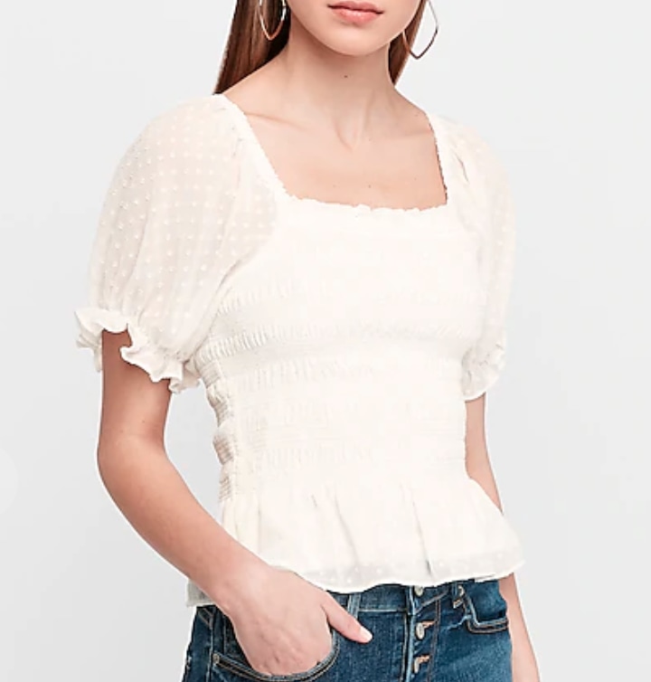 Express Square Neck Puff Sleeve Top