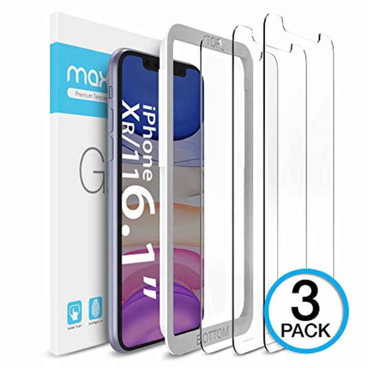 Maxboost Screen Protector Compatible with Apple iPhone 11 and iPhone XR (6.1 Inch) (3 Pack, Clear) 0.25mm Tempered Glass Screen Protector w/ Advanced HD Clarity / Case Friendly 99% Touch Accurate