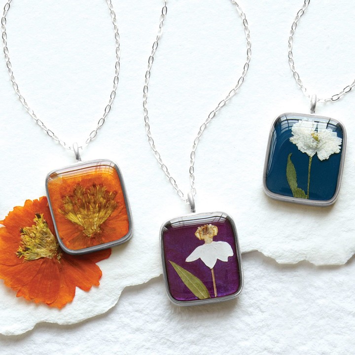 Birth Month Flower Necklace | Real Flower Pendant