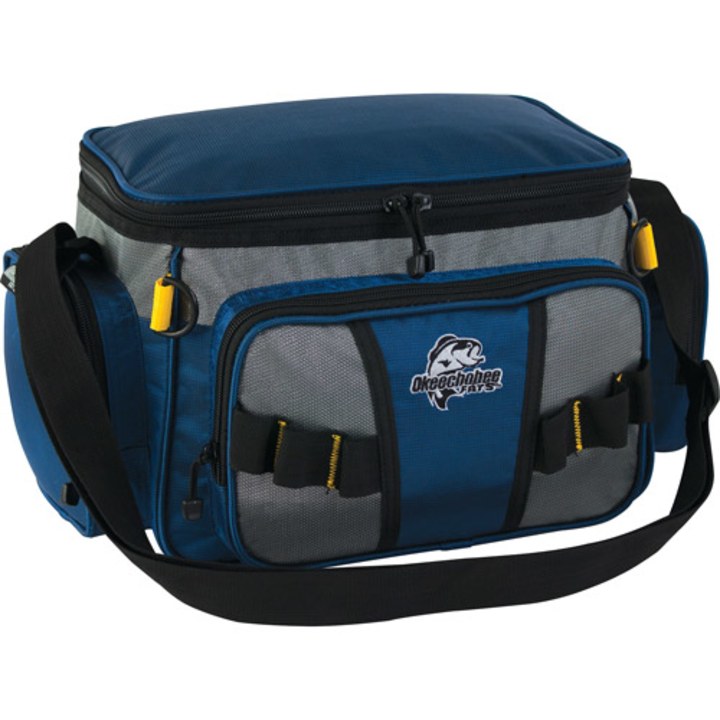 Okeechobee Fats Small Soft-Sided Tackle Bag with 2 Medium Utility Lure Box Storage Containers, Blue