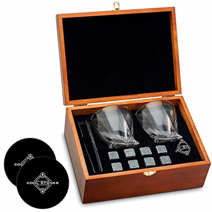 Cool Stones Whiskey Stones and Whiskey Glass Gift Boxed Set