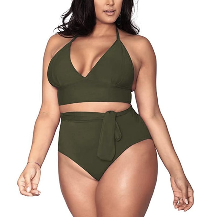 Plus-Size High-Waisted Swimsuit
