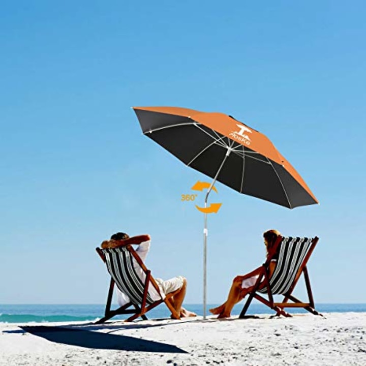 AosKe Portable 360 Degree Tilt Mechanism Beach Umbrella