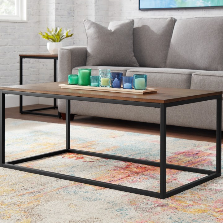StyleWell Metal Coffee Table with Wood Finish