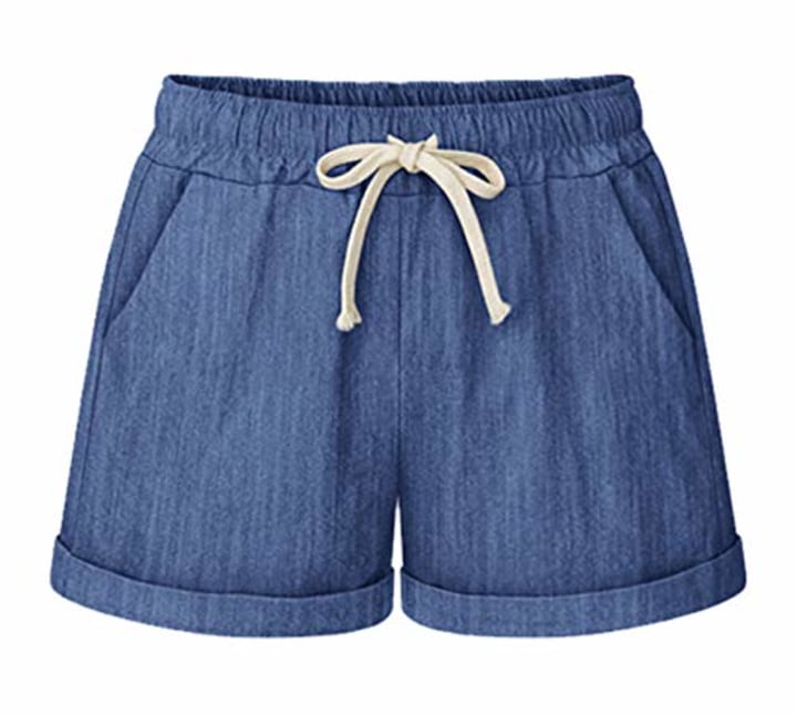 Fuwenni Drawstring Linen Shorts