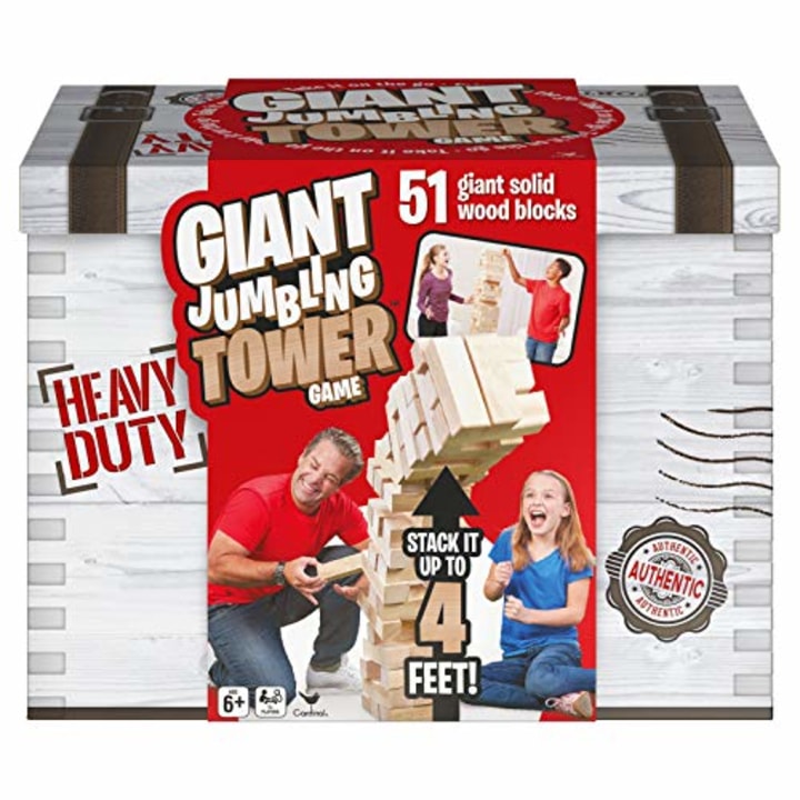 Giant Jumbling Tower Party Game with 51 Wood Blocks, for Families and Kids Ages 6 and Up