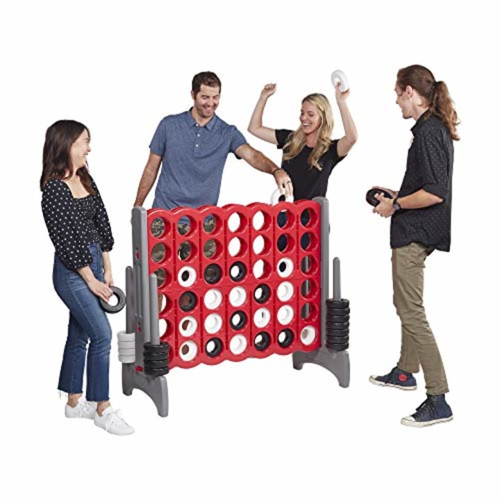 ECR4Kids Jumbo 4-to-Score Giant Game Set, Backyard Games for Kids, Indoor/Outdoor Connect-All-4, Adult and Family Fun Game, 43 Inches Tall - Red and Gray (Game Only)