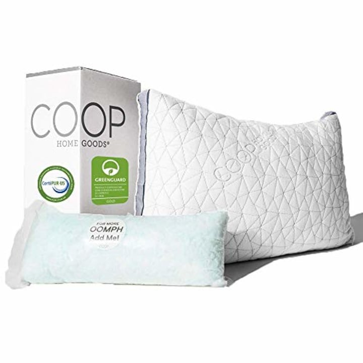 Coop Home Goods - Eden Adjustable Pillow - Hypoallergenic Shredded Memory Foam with Cooling Gel - Lulltra Washable Cover from Bamboo Derived Rayon - CertiPUR-US/GREENGUARD Gold Certified - Standard