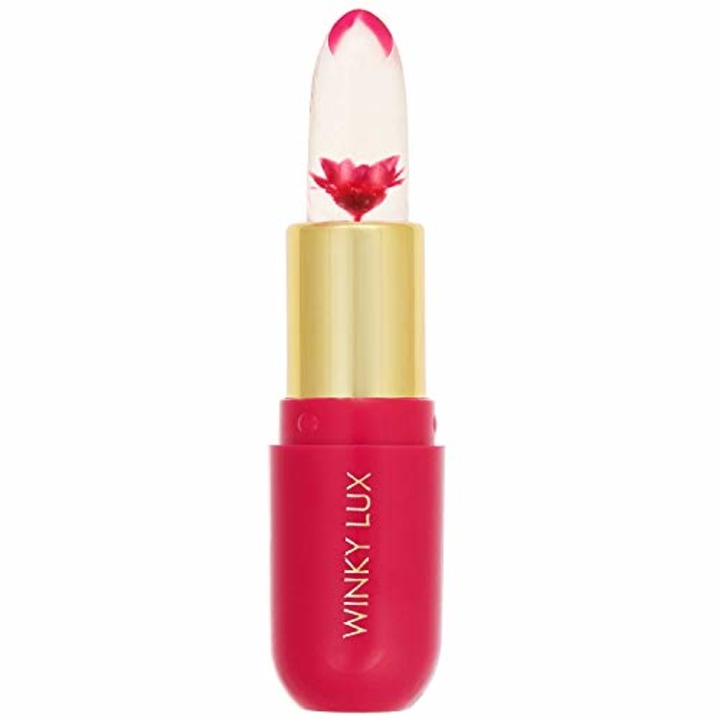 Winky Lux Flower Balm, Color Changing Flower Jelly Lip Balm Cosmetics, Find Your Perfect Shade of Pink Using the Unique pH Level of Your Lips, 0.13 Oz, Pink Flower