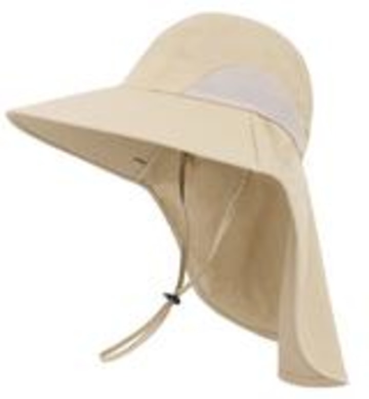 Sun Protection Hat Fishing Hat Waterproof Wide Birm Bucket Hat UV Protection Boonie Hat with Face Cover & Neck Flap 