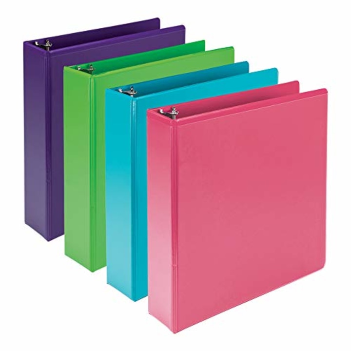 Samsill Earth's Choice Biobased Durable 3 Ring Binders, Fashion Clear View 2 Inch Binders, Up to 25% Plant Based Plastic, Assorted 4 Pack (MP48669)