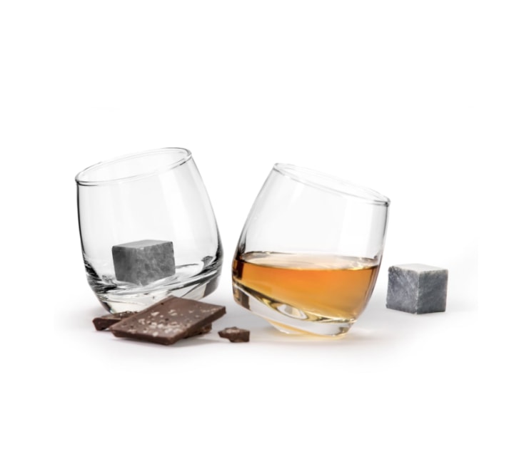 Sagaform Set of 2 Rocking Whiskey Tumblers & Drink Stones
