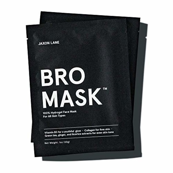 BRO MASK: Fun Face Mask for Men | 2 Pc. Anti Aging Sheet Masks + Beard Mask contains Vitamin C, Vitamin E, Hyaluronic Acid, Hydrolyzed Collagen for Face Care &amp; Acne Treatment by Jaxon Lane (4 Pack)