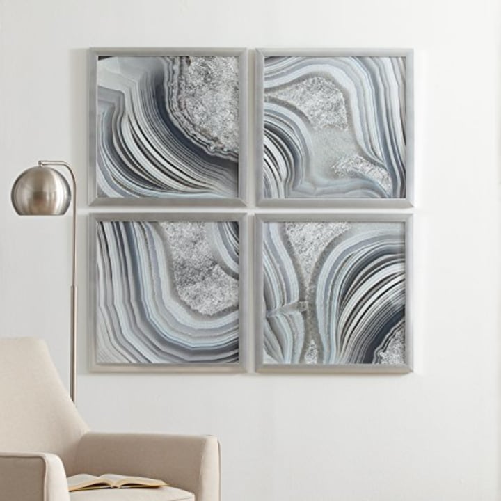 Rivet Set of 4 Silver Geodes Prints Wall Art Decor