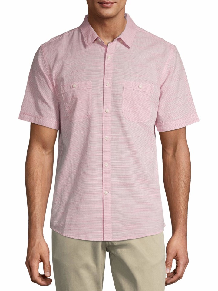 George Men&#039;s and Big Men&#039;s Premium Short Sleeve Textured Woven Shirt