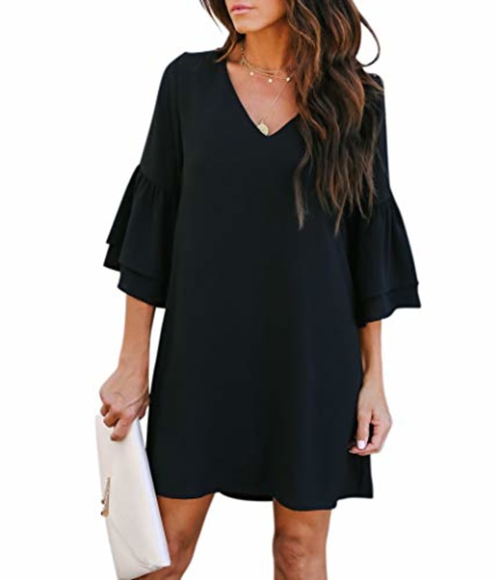 Belongsci Bell Sleeve Shift Dress