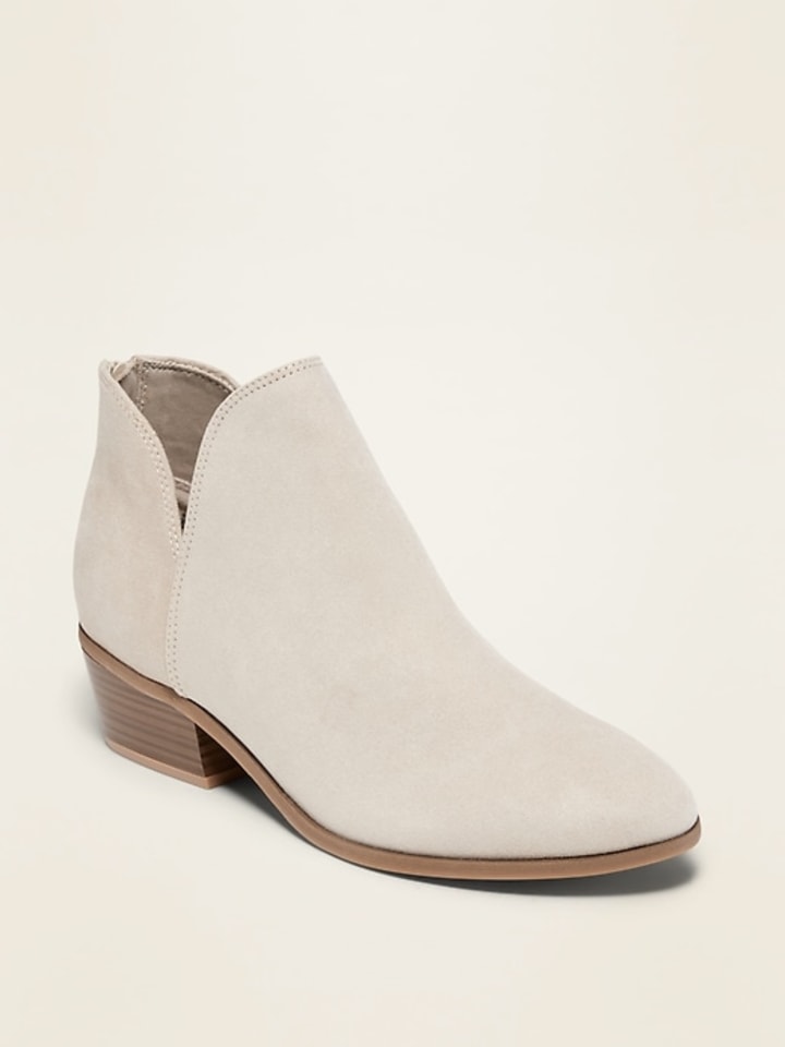 Faux-Suede V-Shaped Ankle Booties for Women