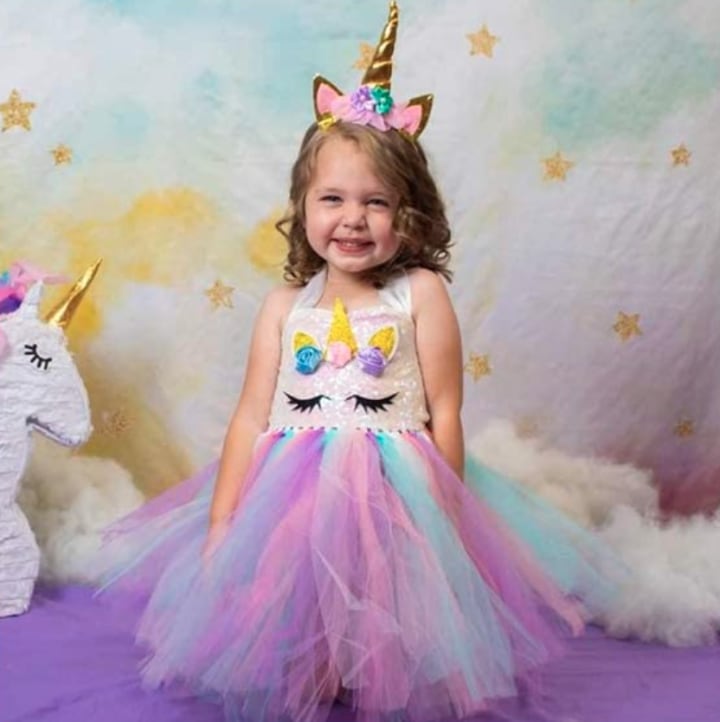 Tutu Dreams Sequin Unicorn Costume for Girls 1-10Y with Headband Birthday Party Gifts Halloween 