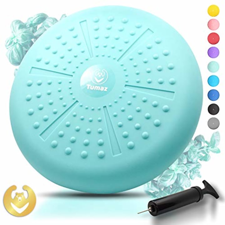 Tumaz Wobble Cushion - Wiggle Seat for Improve Sitting Posture &amp; Attention also Stability Balance Disc for Physical Therapy, Back Pain &amp; Core Strength for both Kids&amp;Adults [Extra Thick, Pump Included]