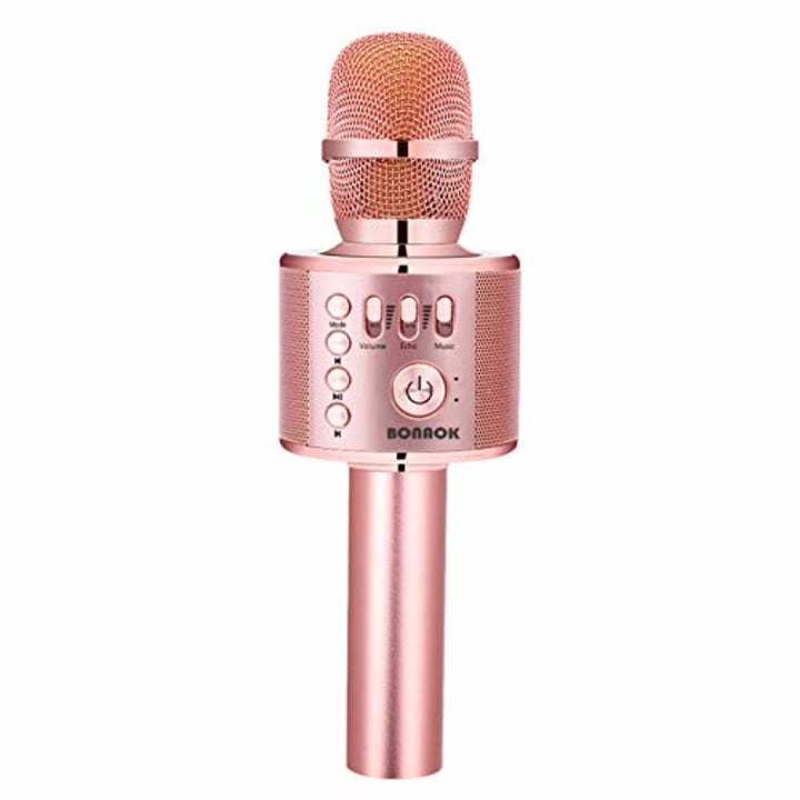 Best Toys and Gifts WGDE TOY Wireless Portable Handheld Bluetooth Karaoke Microphone with 20 LED Flashes 4 Colors to Flash with Music