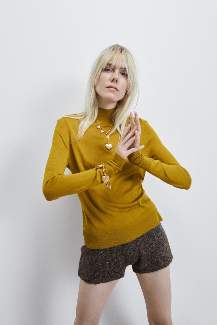 Zara Mock Neck Knit Sweater