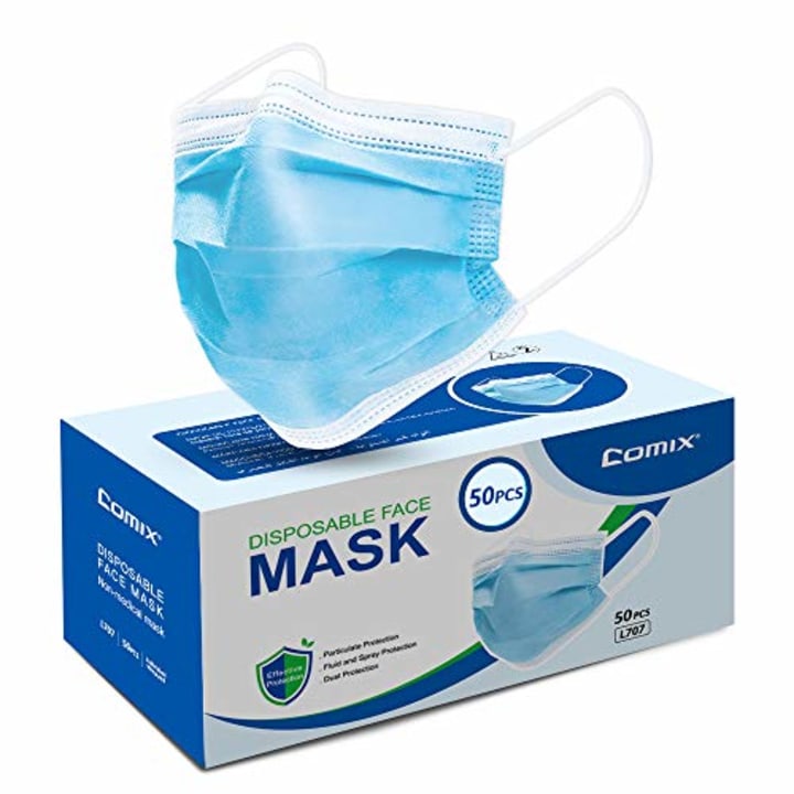 Comix Disposable Face-mask With 3-ply (non Sterile) Procedural-masks, L707 50pcs, 1count, Blue