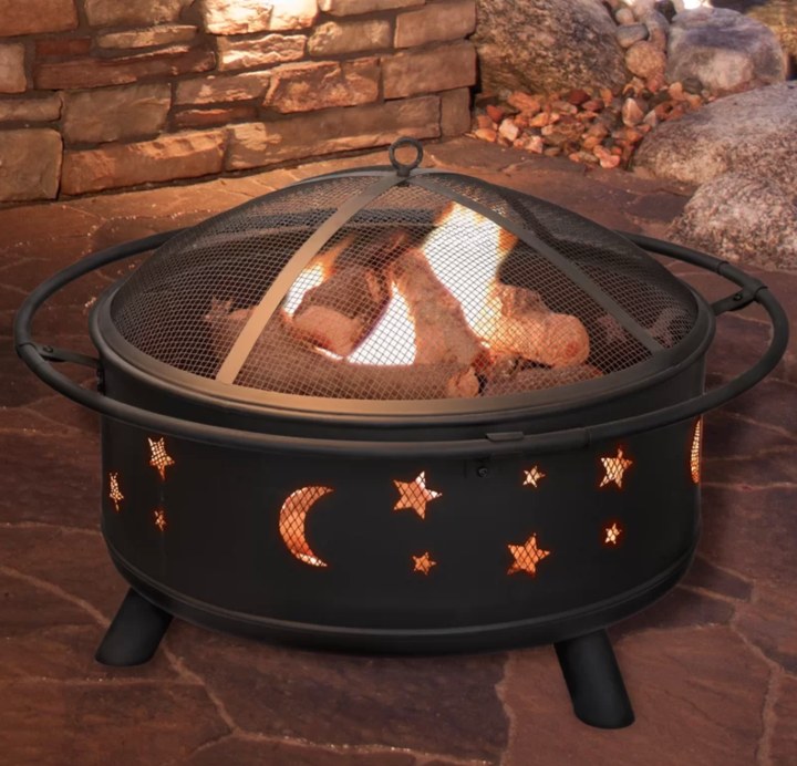 Jackman Star and Moon Steel Wood Burning Fire Pit