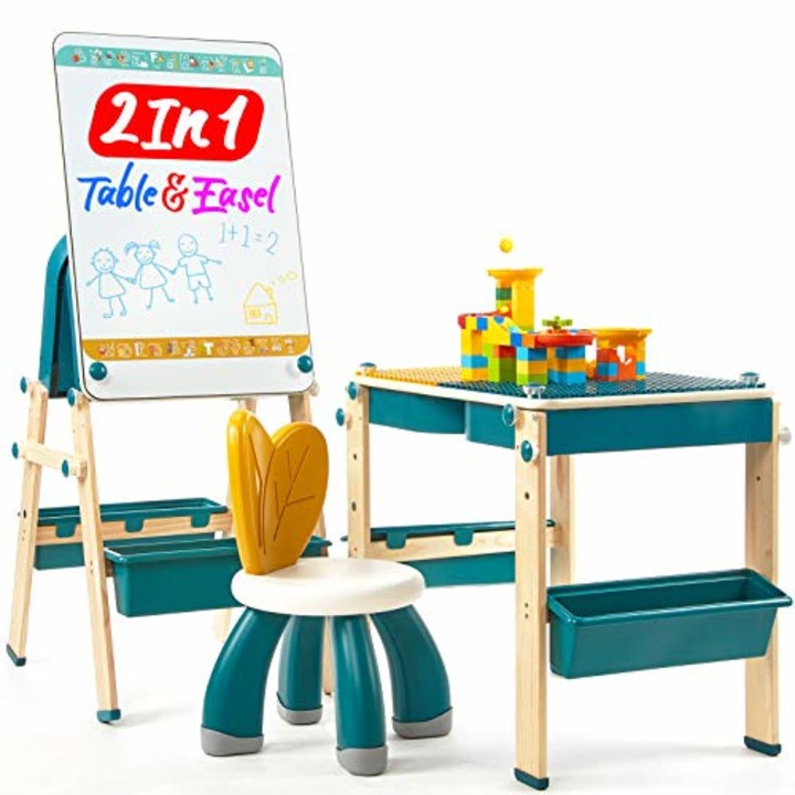 Hahaland 2-in-1 Kids Table &amp; Easel