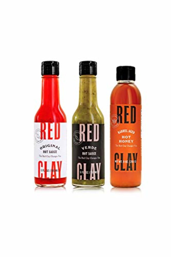Red Clay Hot Sauce &amp; Hot Honey, All-Stars Variety 3-Pack (Original, Verde and Hot Honey); Cold-Pressed, Fermented and Barrel-Aged Hot Sauces; 100% Raw &amp; Unfiltered Honey Infused with Habaneros