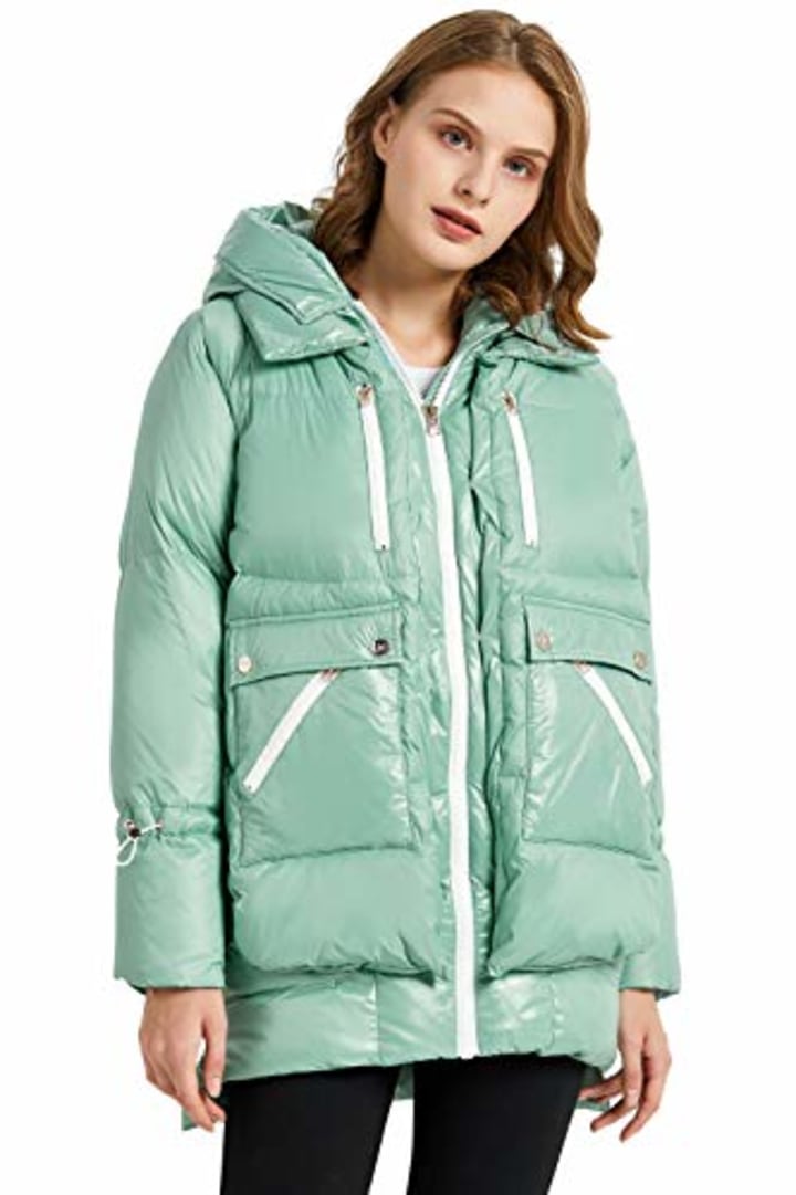 Orolay Women&#039;s Thickened Winter Down Coat Windproof Puffer Jacket with 6 Pockets Beryl Green S