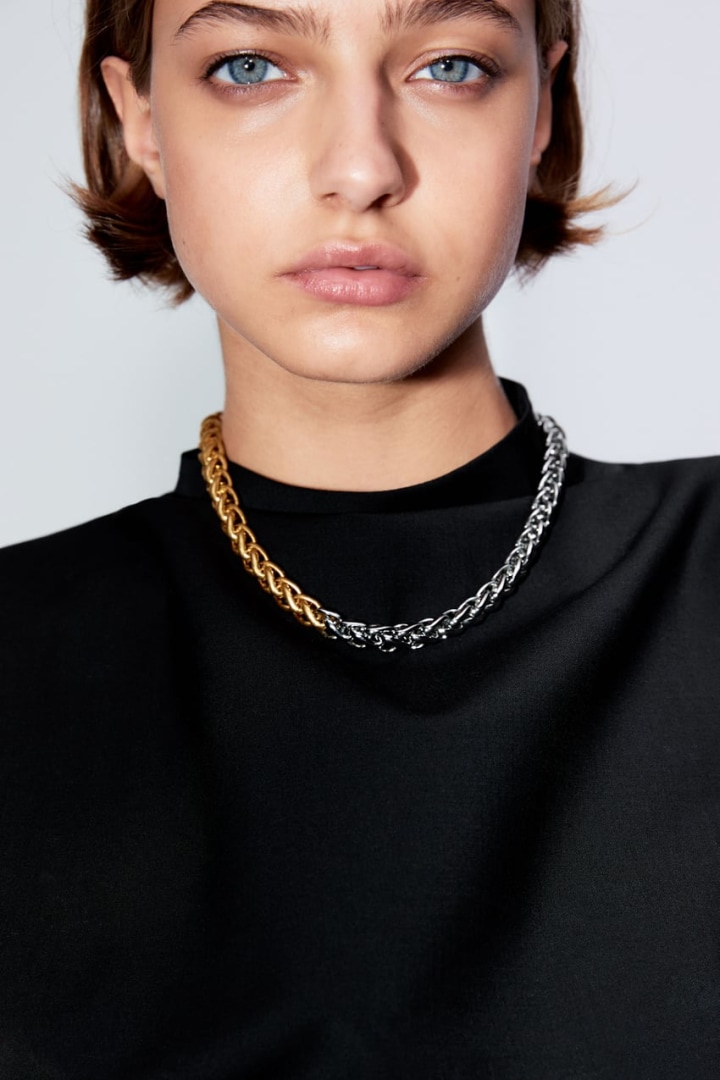 Zara Contrasting Chain Necklace