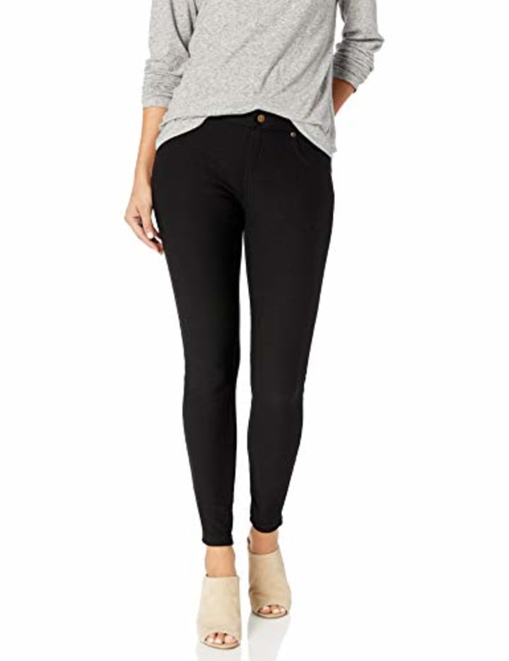 HUE Women&#039;s Ultra Soft Fleece Lined Denim Leggings, Black, Extra Large