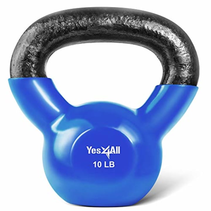 Yes4All Vinyl Coated Kettlebell Weights Set - Great for Full Body Workout and Strength Training - Vinyl Kettlebell 10 lbs
